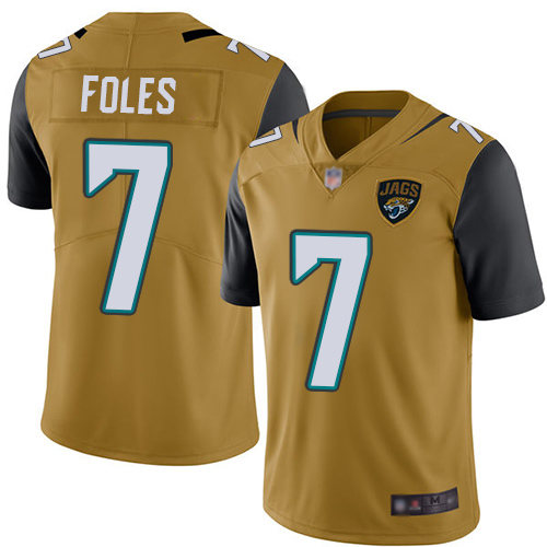 Nike Jacksonville Jaguars 7 Nick Foles Gold Men Stitched NFL Limited Rush Jersey